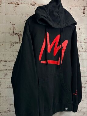 Moth Black Hoodie with Red Crown Graphic
